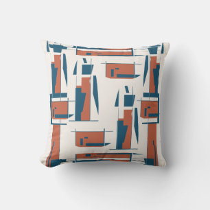Dark Coral Turquoise Vertical Abstract Dancer Look Throw Pillow