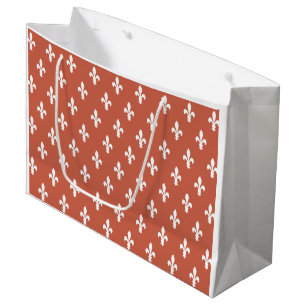 Dark Coral Victorian Fleur de Lys Large Gift Bag