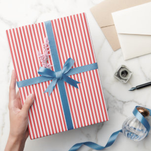 Dark Coral & White Stripes Wrapping Paper