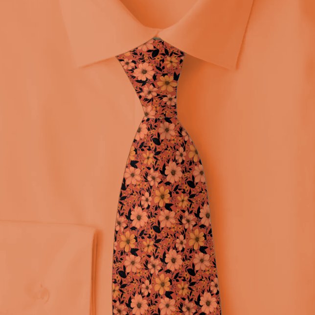 Dark Coral Wildflowers Tie (Creator Uploaded)