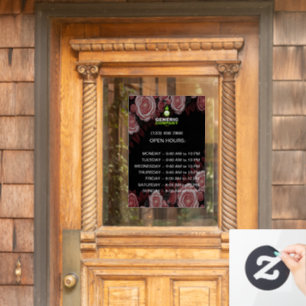 Dark Corporate Branded Custom Company Hours Window Cling