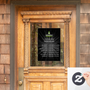 Dark Corporate Branded Custom Company Hours Window Cling