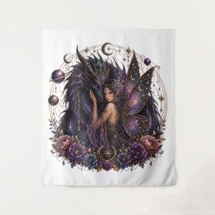 Dark Cosmic Dragon Fairy Art Tapestry