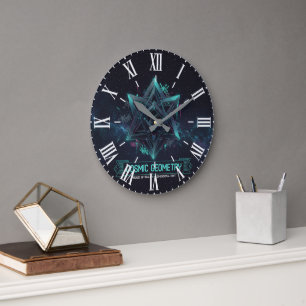 Dark Cosmic Geometry Galactic Space Roman Wall Clo Large Clock