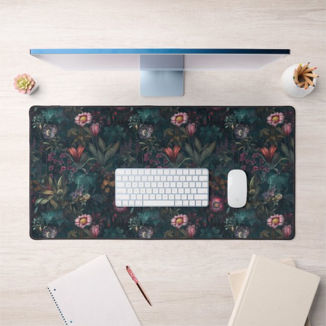 Dark Cottage Boho Wildflower Garden  Desk Mat (Office 1)