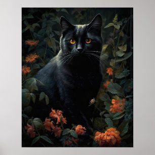 Dark Cottagecore Black Cat Art Imprimer Poster
