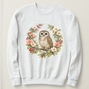 Dark Cottagecore Owl – Gothic Owl & Flowers Design Sweatshirt