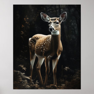 Dark Cottagecore Whitetail Deer Art Print Poster