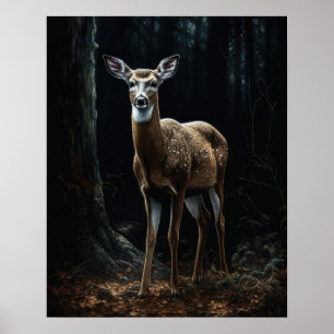 Dark Cottagecore Whitetail Deer Art Print Poster