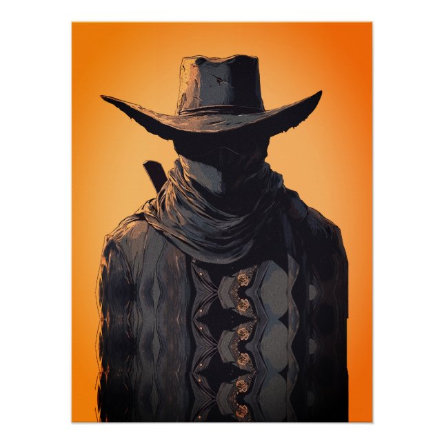 Dark Cowboy Outlaw Wall Art Print (Front)