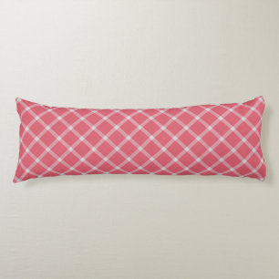 Dark Cranberry Pink Gingham Plaid Body Pillow