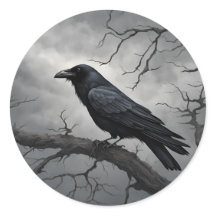Dark crow in a tree