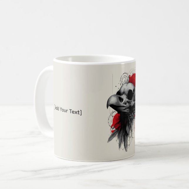 Dark Crow Skull Gothic Grunge Art Mug (Devant gauche)