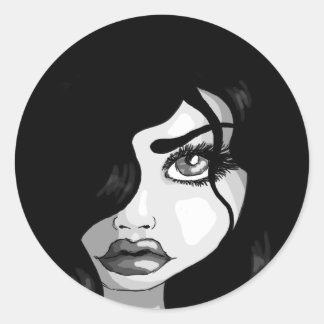 Dark curls classic round sticker