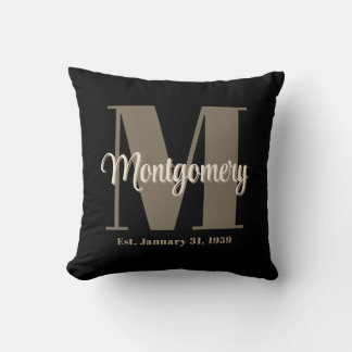 Dark Custom Family Name Anniversary Gift Throw Pillow