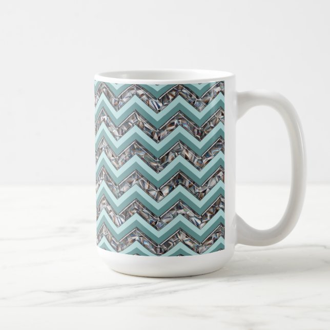 Dark Cut Glass and Teal Zigzag Coffee Mug (Right)