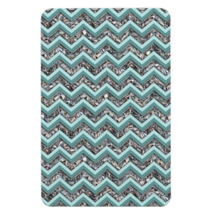 Dark Cut Glass and Teal Zigzag Magnet
