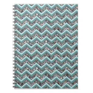 Dark Cut Glass and Teal Zigzag Notebook