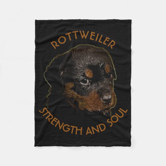 Dark Cute Rottweiler Puppy Dog Fleece Blanket