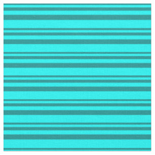 Dark Cyan and Aqua Stripes Pattern Fabric