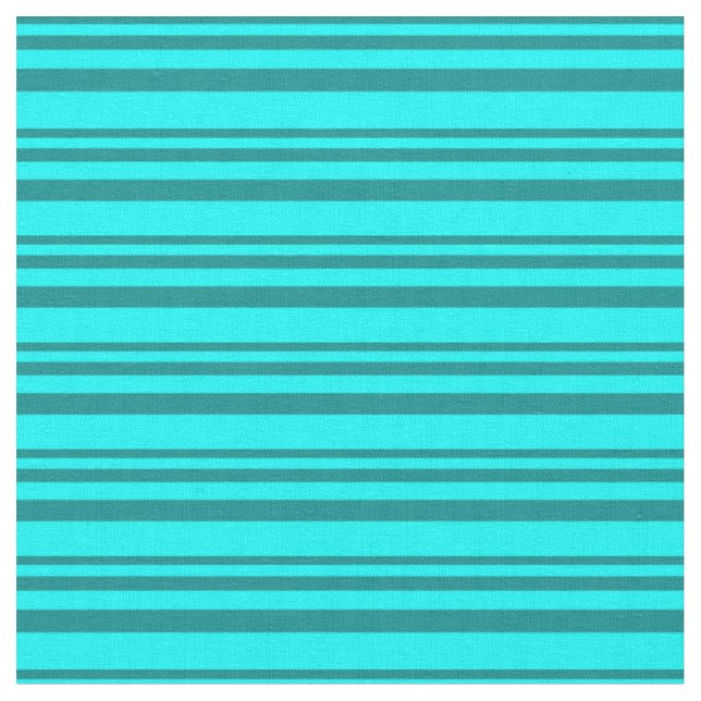Dark Cyan and Aqua Stripes Pattern Fabric (Close Up)