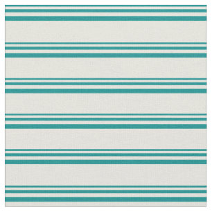 Dark Cyan and Beige Lined Pattern Fabric