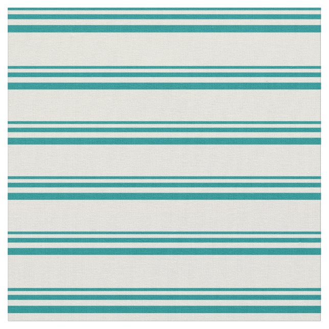 Dark Cyan and Beige Lined Pattern Fabric (Close Up)