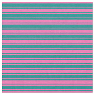 Dark Cyan and Hot Pink Striped Pattern Fabric