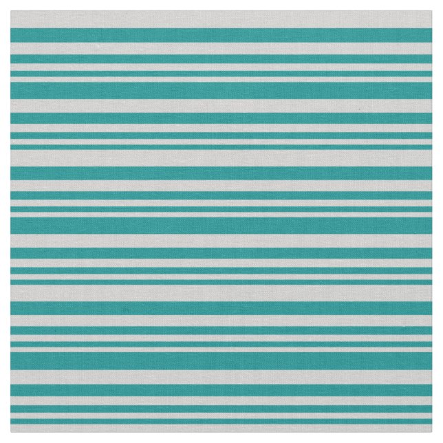 Dark Cyan and Light Grey Coloured Lines Pattern Fabric (Close Up)