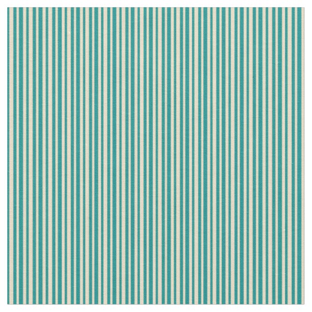 Dark Cyan and Tan Lines Pattern Fabric (Close Up)