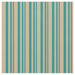 Dark Cyan and Tan Striped/Lined Pattern Fabric