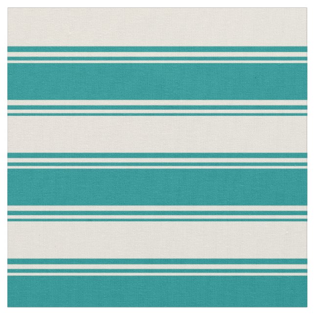 Dark Cyan & Beige Coloured Lined Pattern Fabric (Close Up)