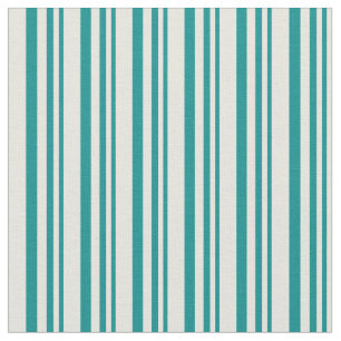 Dark Cyan & Beige Coloured Pattern of Stripes Fabric