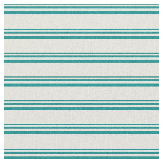 Dark Cyan & Beige Coloured Stripes Pattern Fabric (Close Up)