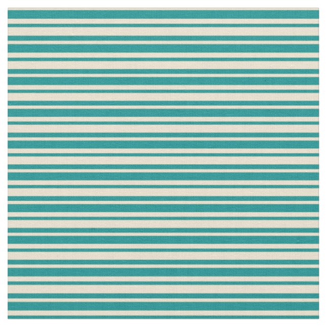 Dark Cyan & Beige Striped/Lined Pattern Fabric (Close Up)