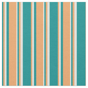 Dark Cyan, Brown & Light Cyan Coloured Stripes Fabric