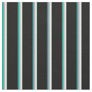 Dark Cyan, Dark Grey, Light Cyan & Black Lines Fabric