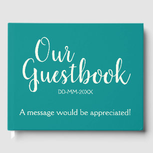 Dark Cyan, Ivory Generic Event Guestbook