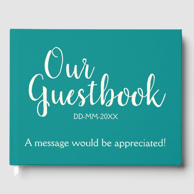 Dark Cyan, Ivory Generic Event Guestbook (Front)