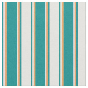 Dark Cyan, Mint Cream, and Brown Coloured Lines Fabric