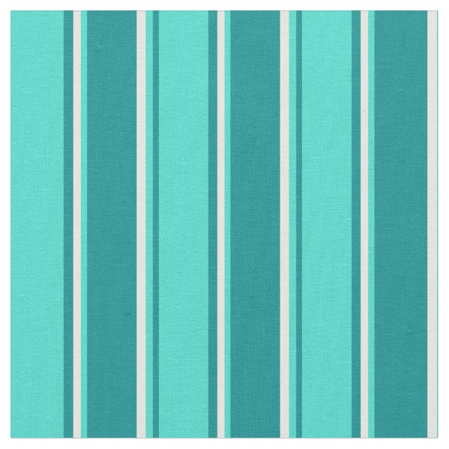 Dark Cyan, Turquoise & Mint Cream Pattern Fabric (Close Up)