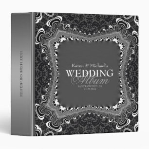 Dark Damask B&W+Silver Wedding Album Classeur