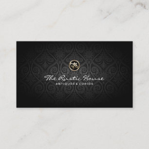 Dark Damask Pattern Retail Business Card