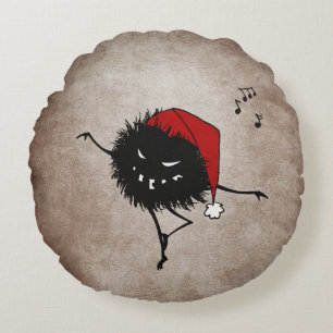 Dark Dancing Evil Christmas Bug Round Pillow