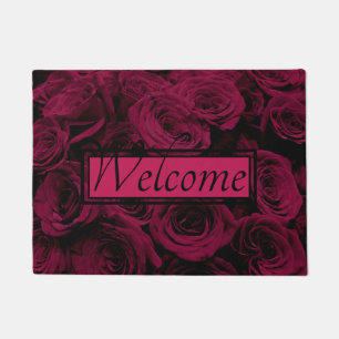Dark deep red magenta burgundy roses doormat