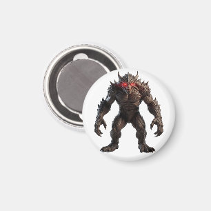 Dark Demon Monster with Glowing Red Eyes Fantasy C Magnet
