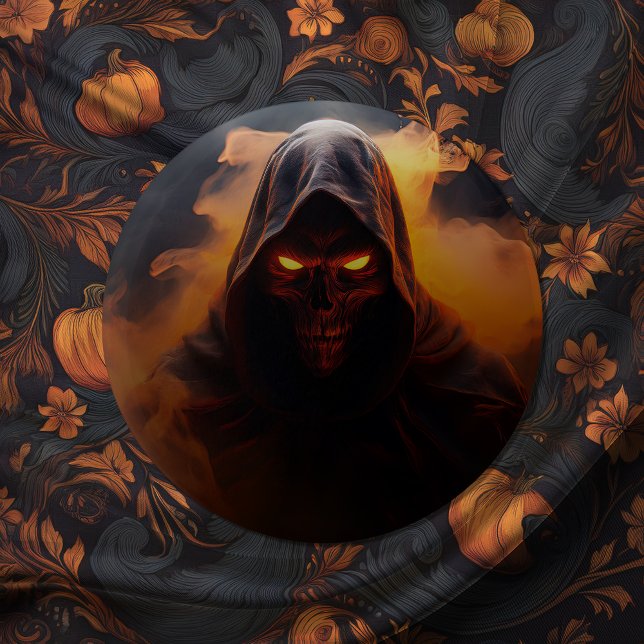 Dark demon with orange smoke halloween badge 2 inch round button (Creator Uploaded)