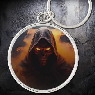 Dark demon with orange smoke halloween Keychain
