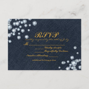 Dark Denim & Diamonds Birthday Party RSVP Card