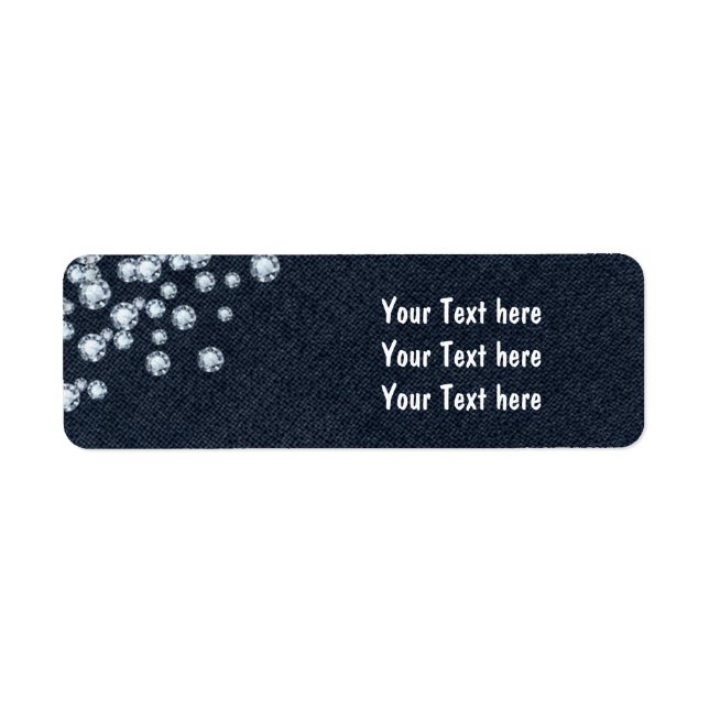 Dark Denim & Diamonds Glam Party Address Labels (Front)